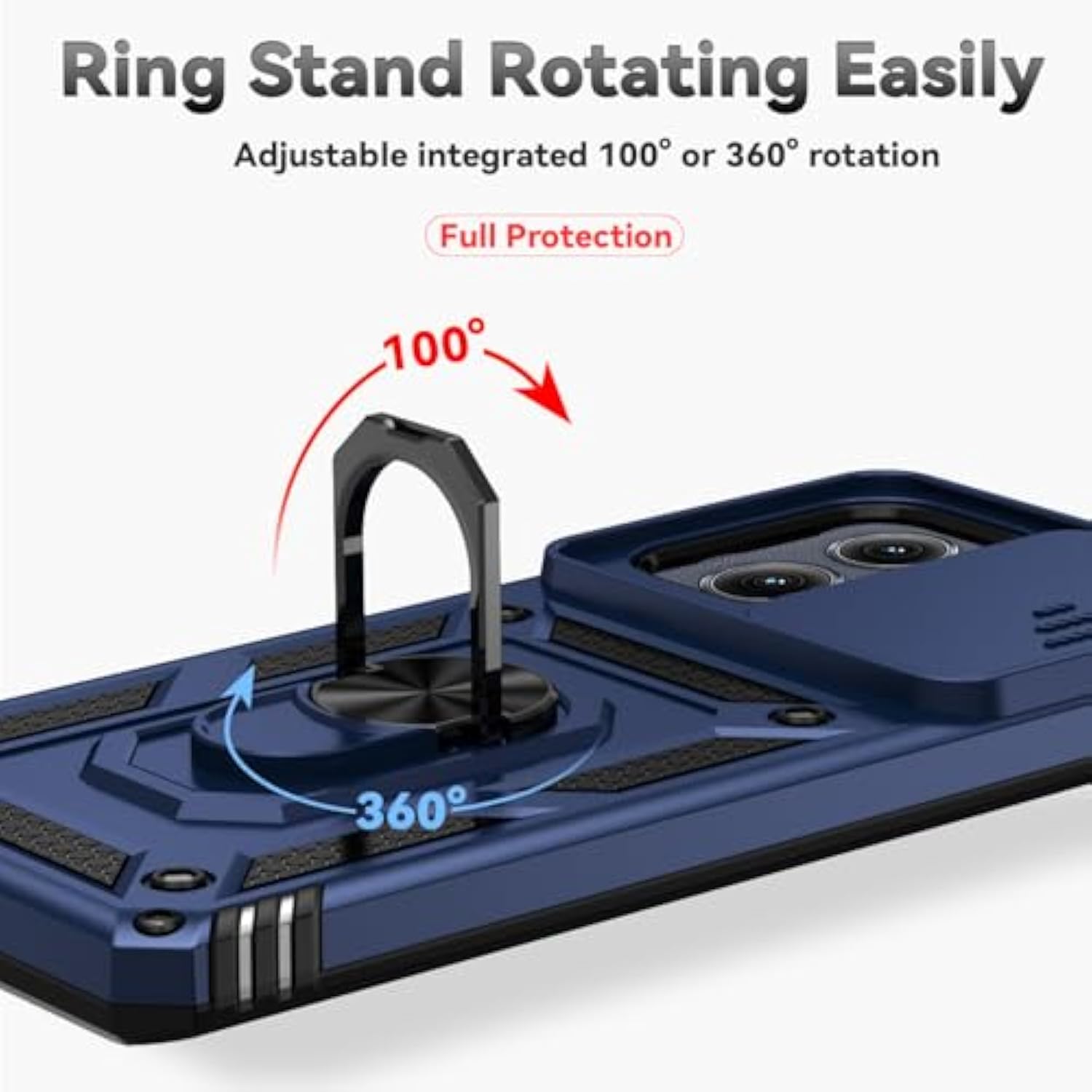 For Motorola Edge 2024 Case,With Camera Cover,[Military Grade] 16Ft.Drop Tested Cover With Magnetic Kickstand Car Mount Protective Case For Moto Edge 2024, Blue
