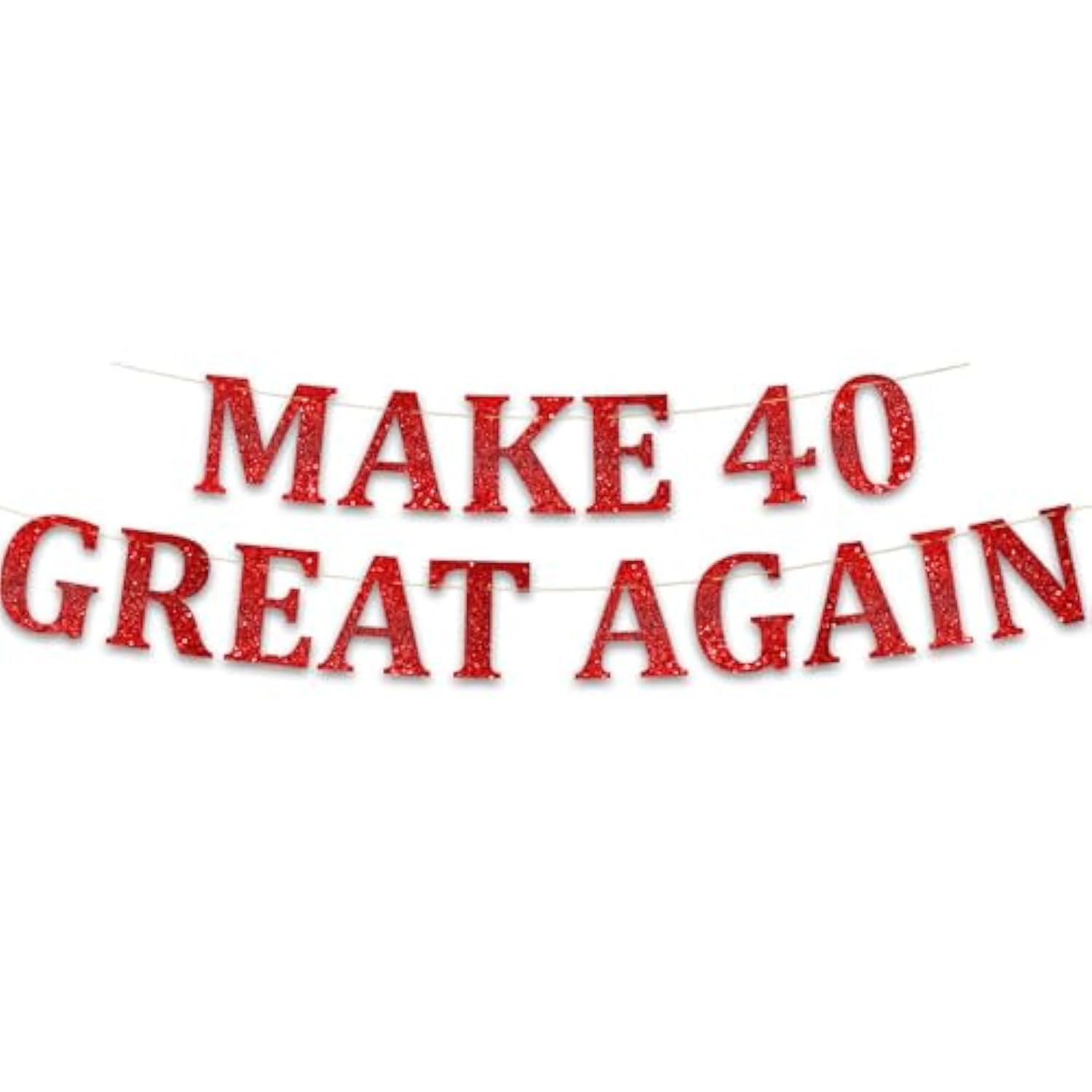 Glitter Banner Maga 40 Bday Funny 40Th Birthday Party Red Banner - Happy 40Th Wedding Anniversary Decorations - Milestone Birthday Party Decorations