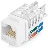 45° Angled Cat6 Keystone Jack In White - Slim Profile Rj45 Female Connector -