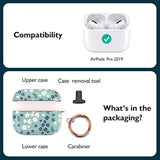 AirPods Pro 2019 Case with Flower Pattern, Protective Hard Case with Clip, Compatible with Wireless Chargers
