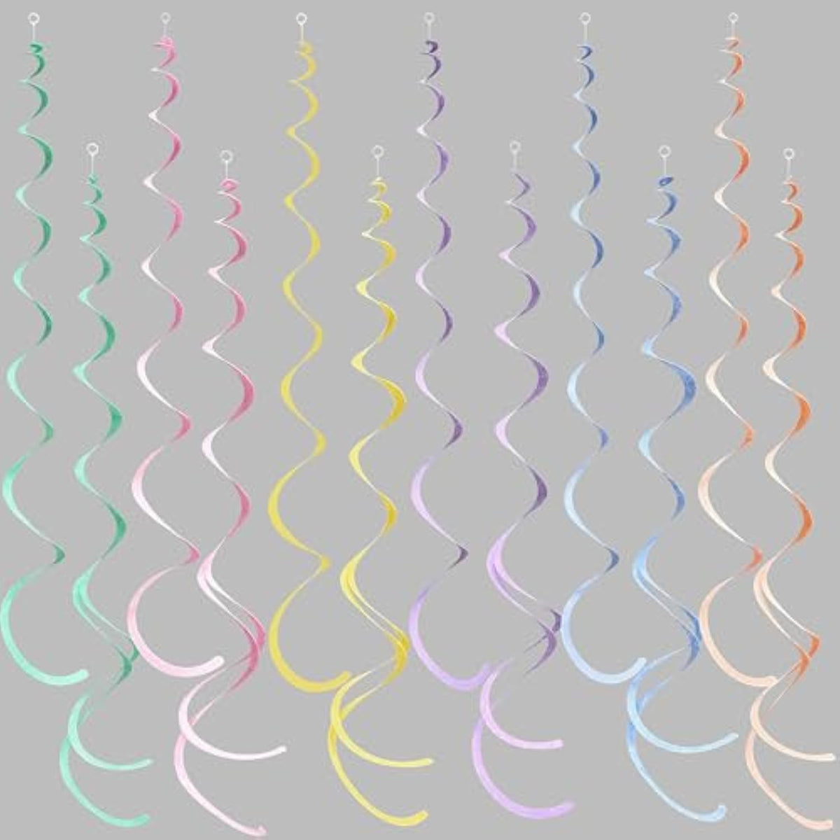 36PCS Pastel Felt Hanging Swirls, Macaron Color Ceiling Garland for Parties
