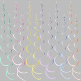 36PCS Pastel Felt Hanging Swirls, Macaron Color Ceiling Garland for Parties
