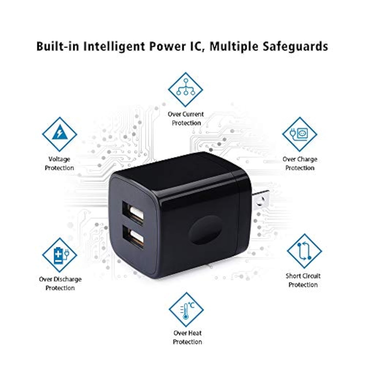 Charger Box, Charging Cube 5 Pack, Dual Usb Wall Charger 5V 2A Power Adapter Charging Block Brick Outlet Plug For Iphone 15 14 13 12 11, Ipad, Samsung Galaxy S25 S24 S23 Fe A53 A15 A13 S22 S21 Fe S20