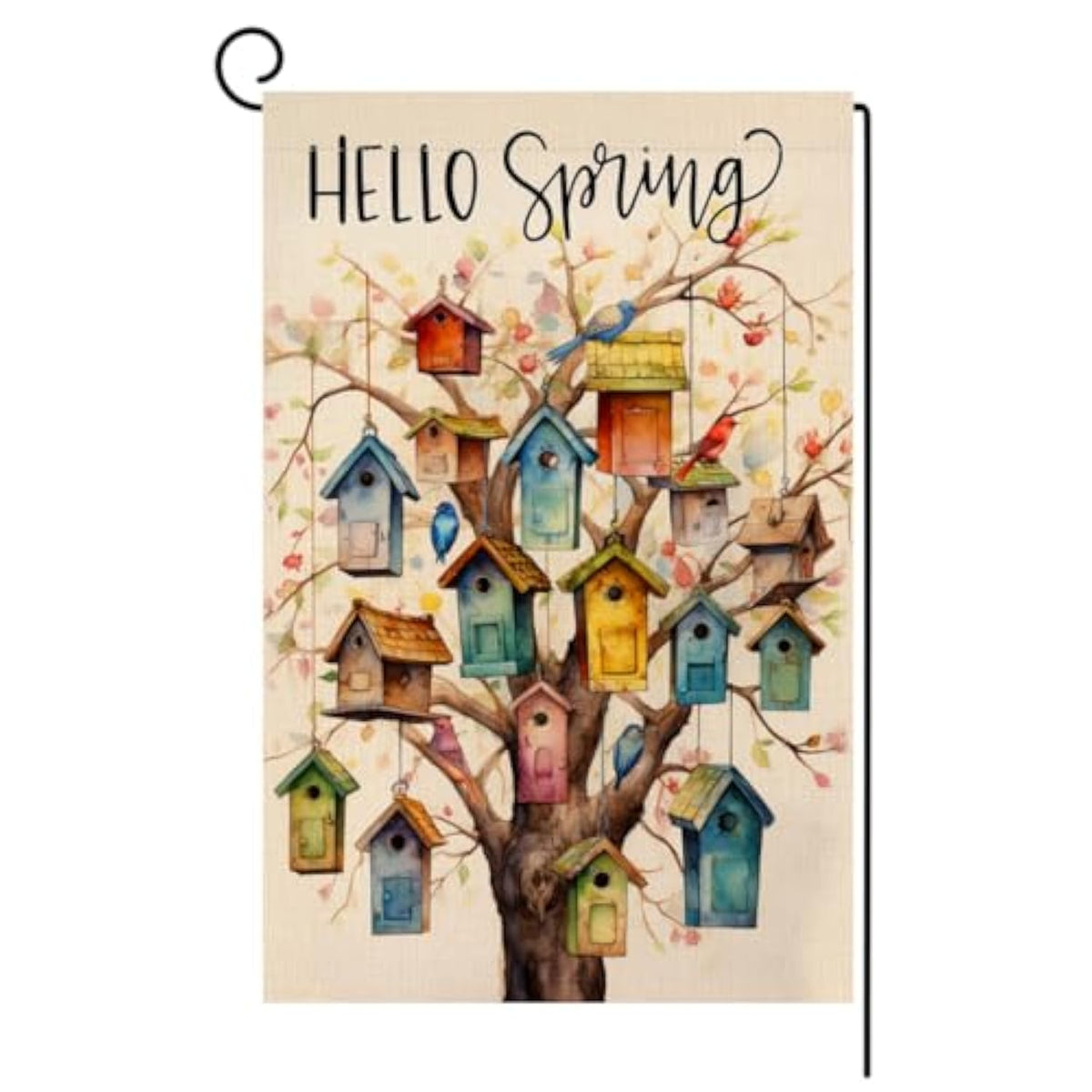 Spring Bird Garden Flag 12X18 Vertical Double Sided Floral Tree Farmhouse Holiday Outside Decorations Burlap Yard Flag Bw578