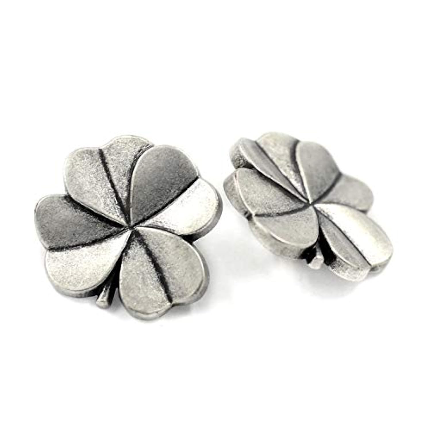12 Pieces Clover Metal Shank Buttons. 20Mm (3/4 Inch) (Antique Silver)