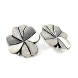 12 Pieces Clover Metal Shank Buttons. 20Mm (3/4 Inch) (Antique Silver)