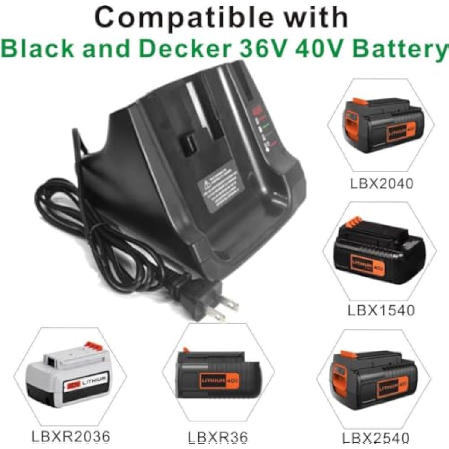 40V Max Battery Fast Charger Lcs40 Lcs36 Replacement For Black And Decker 36V 40V Max Lithium Ion Tool Battery Lbxr36 Lst540 Lbx2040 Lcs1240 Lbx1540 Compatible With Black Decker 40 Volt Charger