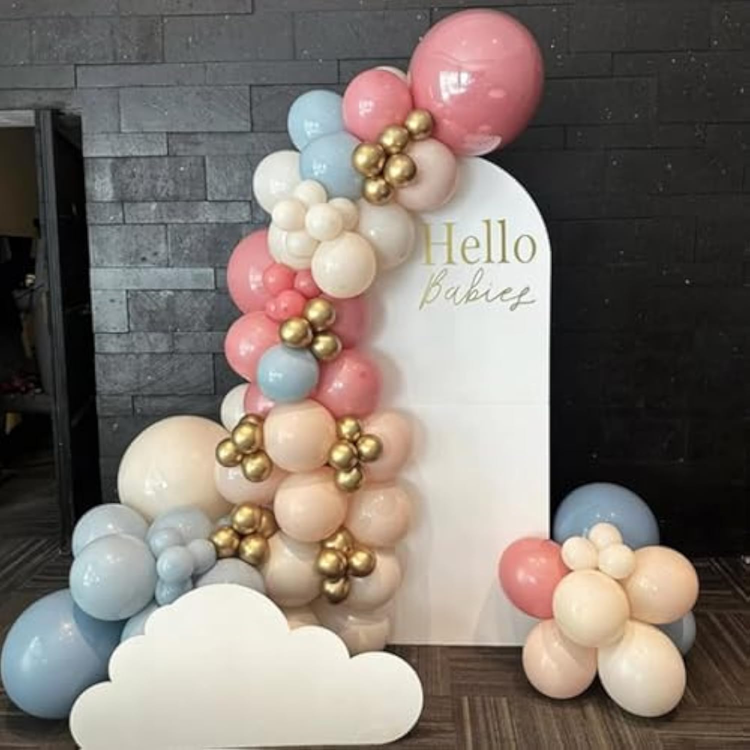 12" Dusty Pink, Blue & Gold Gender Reveal Balloons for Boho Baby Showers