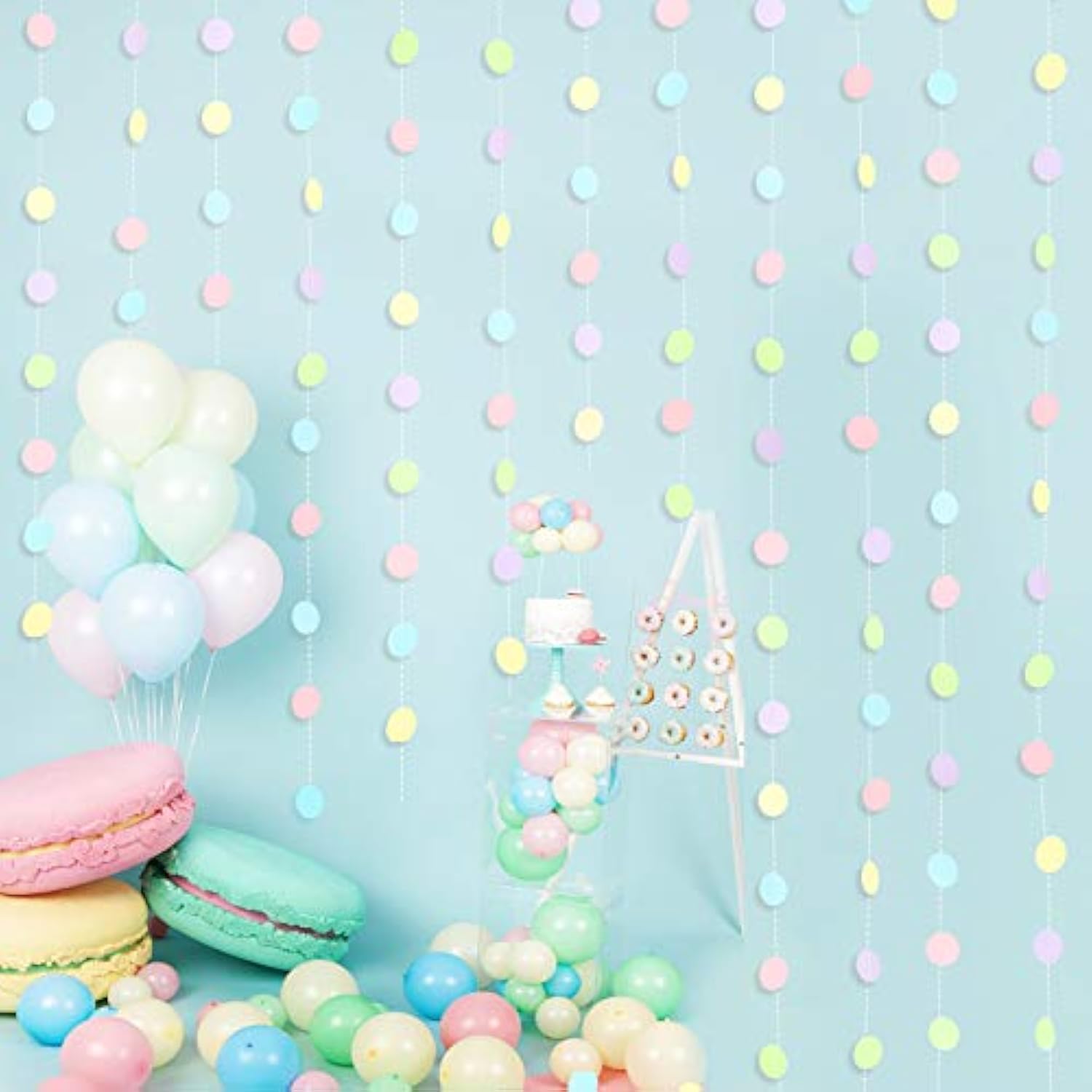 65 Feet 5 Pieces Pastel Party Decorations Circle Dot Garland Pastel Birthday Garland Pastel Pop Classroom Decor For Baby Shower Wedding Birthday Macaron Decorations