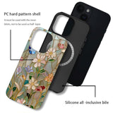 Case Compatible With Iphone 14,Compatible With Magsafe,Glossy Fall Prevention Hybrid 2-Layer Hard Shell Cases For Girls Boys,Stained Glass Bloom Flower