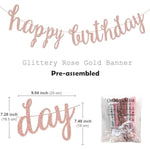 Pink Rose Gold Birthday Party Decorations Set, Rose Gold Glittery Happy Birthday Banner, Tissue Paper, Circle Dots Garland And Tassel Garland For Birthday Party Decorations