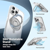 360° Magnetic Stand For Iphone 16 Pro Max Case With Finger Ring, Compatible With Magsafe, Ring Stand And Finger Ring Phone Case For 16 Pro Max 6.9 Inch 2024, Clear