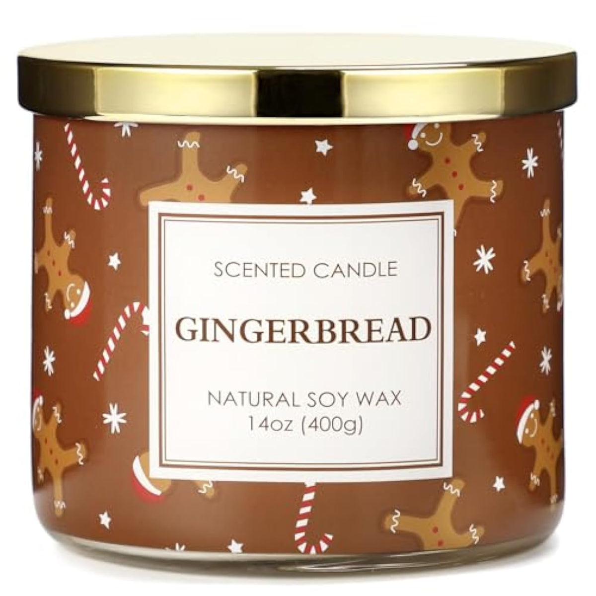 Christmas Candle, Christmas Gingerbread Candles, Candle Gifts For Women Xmas Decorations, Large 3 Wicks Scented Candle For Xmas, 14 Oz Soy Wax Candle