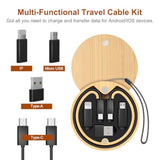 Round Multi Usb Charging Adapter Cable Kit For Travel, Fast Charging And Data Transfer With Type C To Ios Device/Type C/Micro/Usb A Adapter, Pocket Cable Kit For Travel Gadget