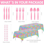 Tie Dye Party Decorations Tableware - Pastel Tie Dye Birthday Party Supplies, Plate, Cup, Napkin, Tablecloth, Cutlery, Girls Tie Dye 1St 2Nd 3Rd Birthday Baby Shower Decorations | Serve 24