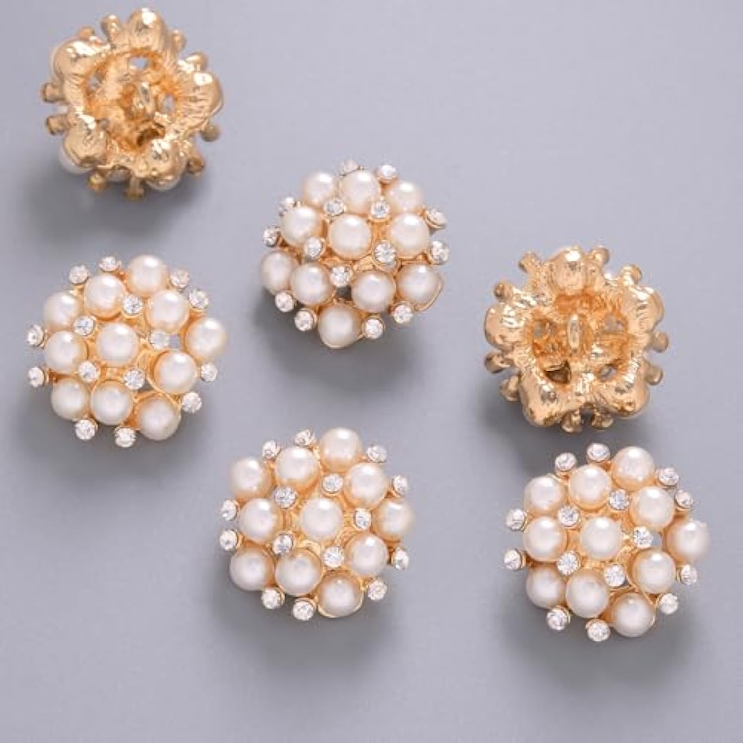 10 Pcs Pearl Rhinestone Buttons Crystal Embellishments Sew On Clothing