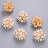 10 Pcs Pearl Rhinestone Buttons Crystal Embellishments Sew On Clothing
