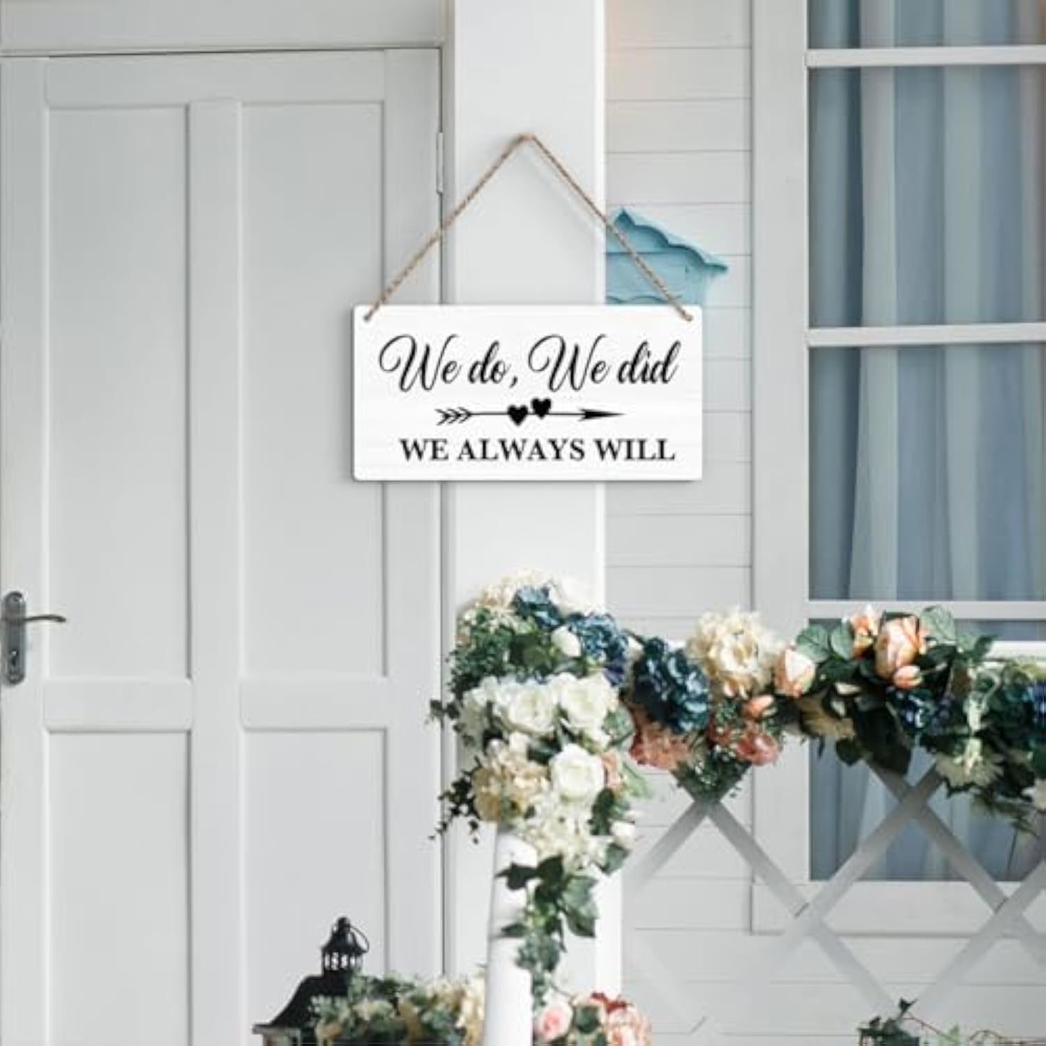 Rustic Wedding Sign We Do We Did We Always Will, Engagement Wedding Photo Props Sign, Weddings Decor Stuff Engagement Party Decorations 12X6 Inches (White)
