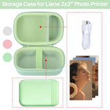 Storage Case Compatible With Liene 2X3 Photo Printer Mini Instant Portable Color Mono Photo Printer (Green Case)