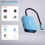Benfei Usb C Hub 4-In-1, Usb Type-C To Hdmi Vga Adapter, Usb C To Usb Adapter, Usb Type-C Power Delivery, Compatible With 15 Pro/Max, Macbook Pro/Air 2023, Ipad Pro, Imac, S23, Xps 17