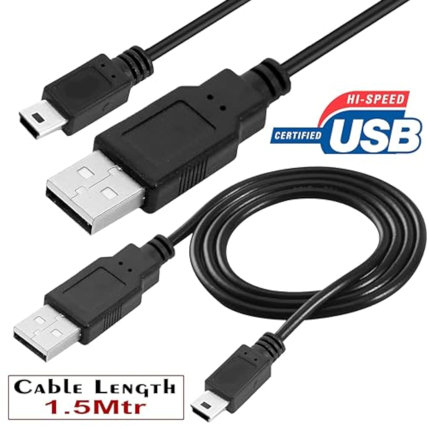 SaiTech IT 10 Pack USB 2.0 A to Mini 5 pin B Cable for External HDDS/Camera/Card Readers/ MP3 Player(150cm - 5Feet - 1.5M) -Black