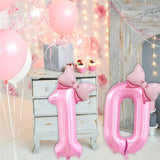 40" Pink Number 10 Balloon with Bow Girls Birthday Party Decorations
