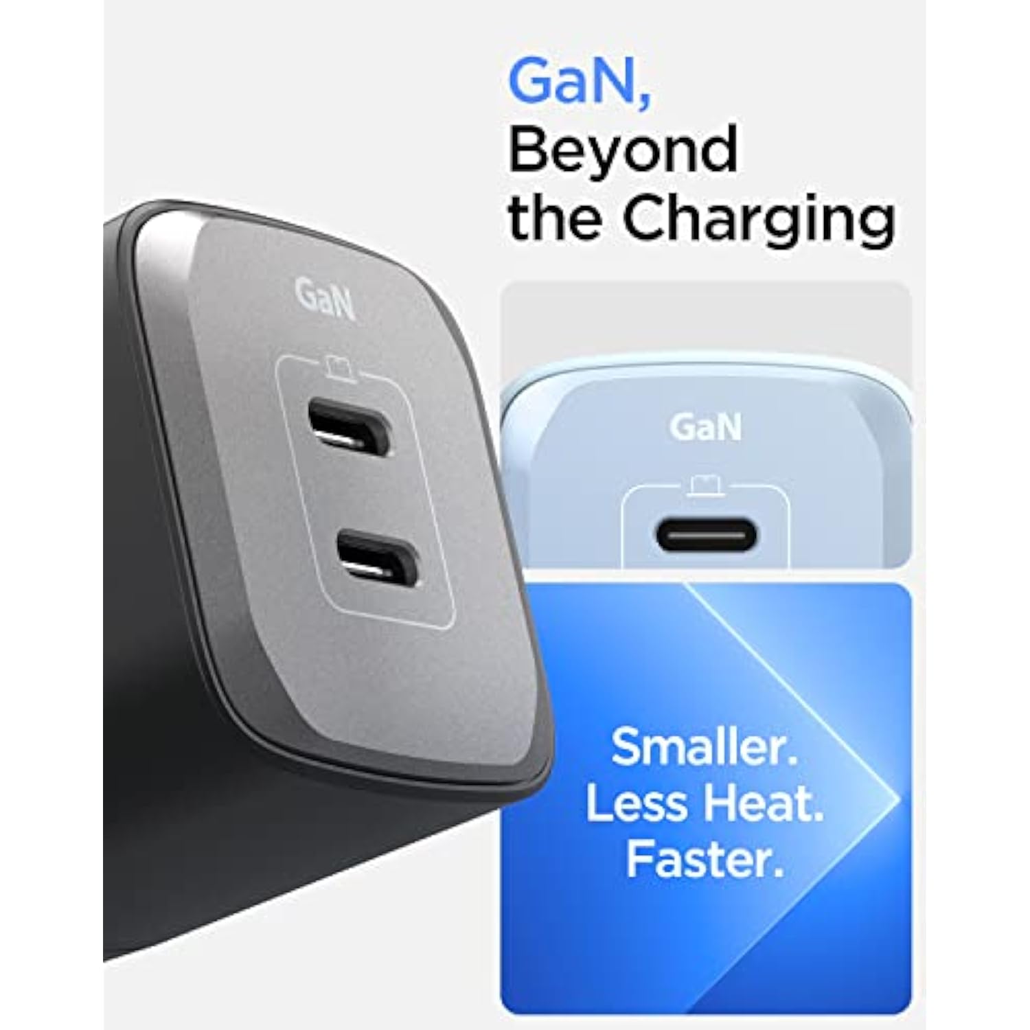 Spigen GaN III 652 65W 2 Ports Compact Foldable Dual USB C Wall Charger PD PPS Fast Charging Block Adapter for iPhone 16 Pro Max 15 14 iPad MacBook Air Samsung Galaxy S25 S24 Ultra Flip Fold 6 9
