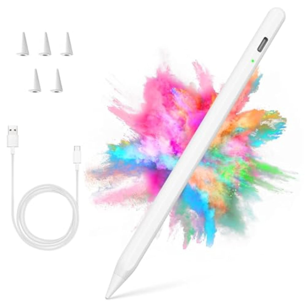 ???Stylus Pen For Ipad 2018-2024 With Palm Rejection, Active Pencil For Ipad 10Th/9Th/8Th/7Th/6Th Generation, For Ipad Pro 11/12.9 Inch, For Ipad Air 5Th/4Th/3Th Gen, For Ipad Mini 6Th/5Th Gen (White)