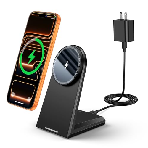 Magnetic Wireless Charger Stand 25W Fast Charging with 30W PD Adapter for iPhone 17/16/15/14/13/12, N52 Magnetic Alignment, 360° Adjustable Phone