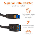 Usb-A To Usb-B 3.0 Cable, 4.8Gbps High-Speed With Gold-Plated Plugs, 6 Foot, Black