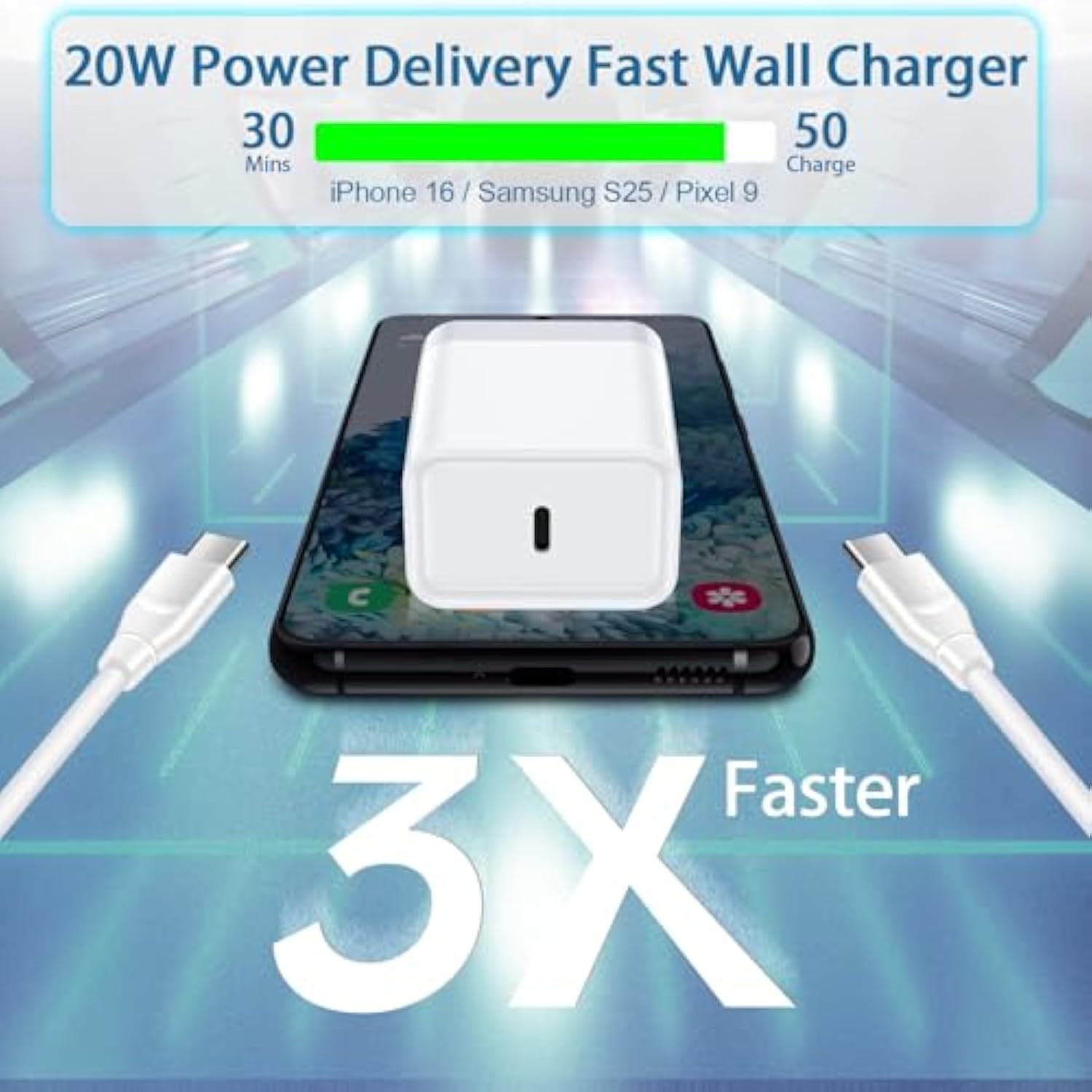 Usb C Fast Charger Block Type C Charging Block 2-Pack 20W For Samsung Galaxy S25 Ultra S25 Edge Plus S25 A17 A36 A16 5G A15 A35 A25 Z Fold Flip 7 6, C Port Android Charger Usbc Wall Plug Phone Charger