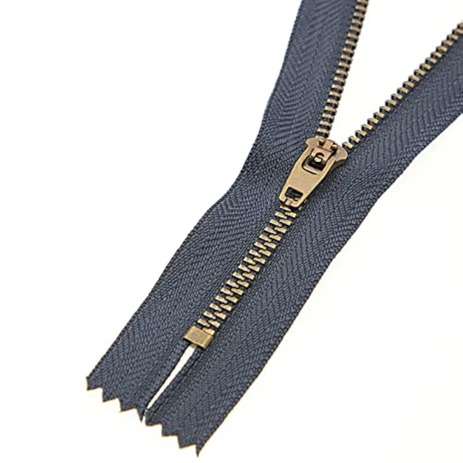 7 Inch Metal Zipper Close End Jeans Zipper Antique Brass Teeth Navy Zi