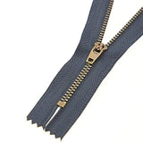 7 Inch Metal Zipper Close End Jeans Zipper Antique Brass Teeth Navy Zi