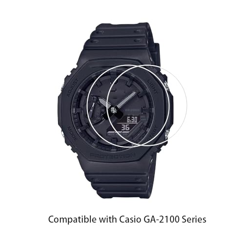 for Casio GA-2100 Screen Protector, 9H Hardness Tempered Glass Screen Protector for Casio GA-2100 with Anti-Fingerprint Bubble-Free Crystal Clear (2