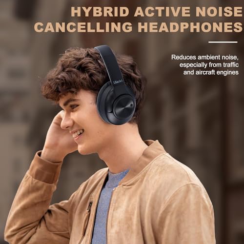 Active Noise Cancelling Headphones: Hybrid Bluetooth Headphones Over Ear with HiFi Audio - Wireless Headset 60H Playtime for Android Bluetooth Devices