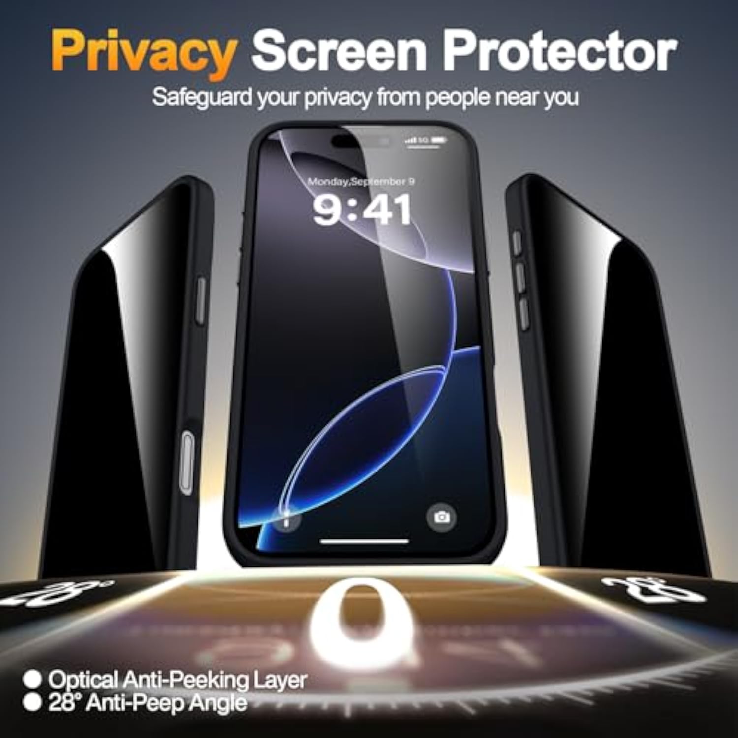 Magnetic For Iphone 16 Pro Max Case With 2 Privacy Screen Protectors - Upgraded Camera Protection - Wireless Charging Compatible,21Ft Drop Tested,Slim Fit Matte Phone Case - Black