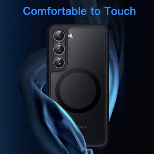 Magnetic Case for  Galaxy S23+ / S23 Plus 5G 6.6-Inch, Compatible with MagSafe, Translucent Matte Back Shockproof Phone Cover (Black)