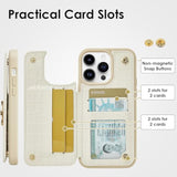 For Iphone 13 Pro Wallet Case With Card Holder Ring Holder Kickstand Card Slots Case For Women And Men Designed For Iphone 13Pro 6.1"-Beige