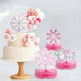 12 Pcs Winter ONEderland 1st Bday Centerpieces Pink Snowflake