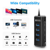 Powered Usb Hub, 4 Ports Usb 3.1/3.2 Gen 2 Hub 10Gbps With 3.3Ft Data Cable, 5