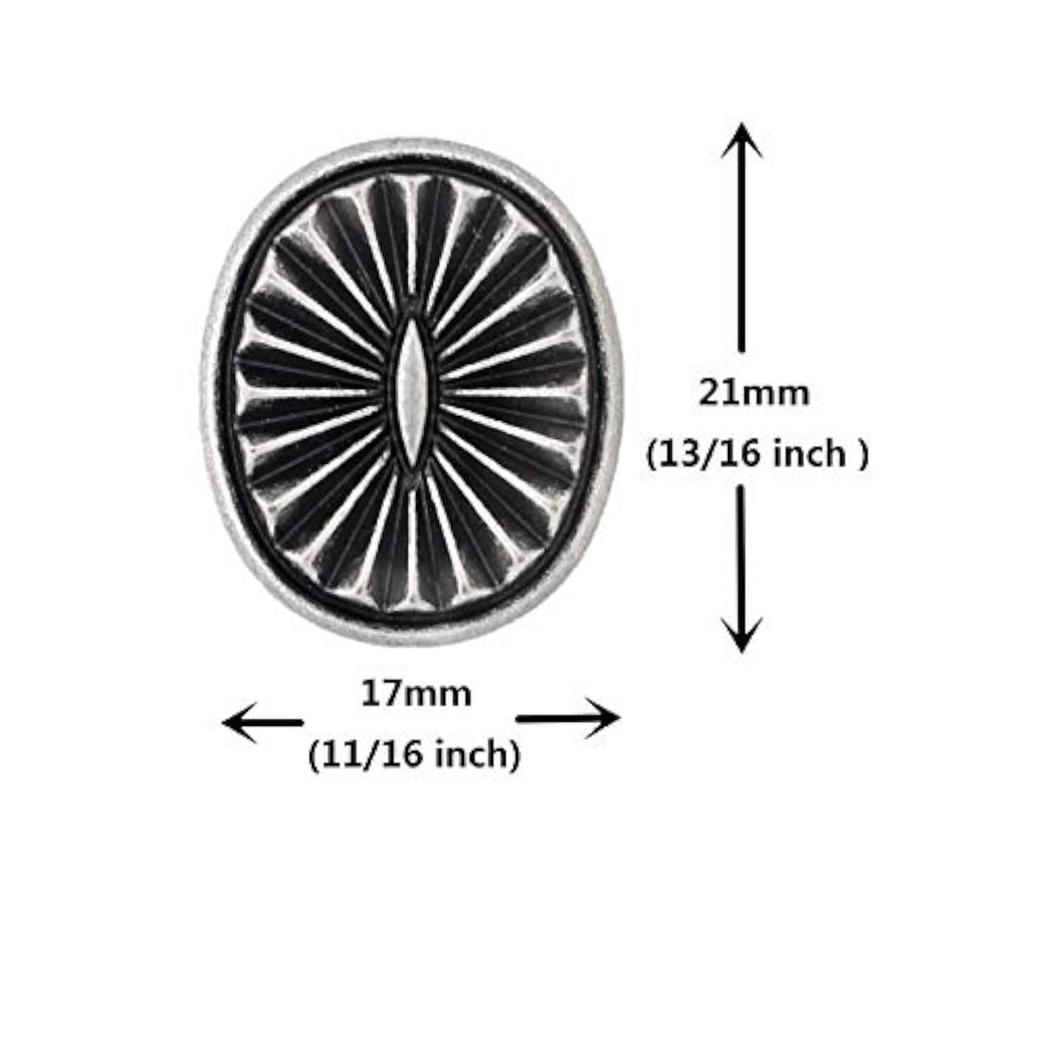 12 Pieces Oval Southwest Concho Style Metal Shank Buttons. 21Mm X 17Mm