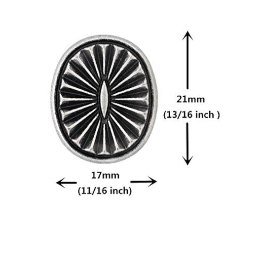 12 Pieces Oval Southwest Concho Style Metal Shank Buttons. 21Mm X 17Mm