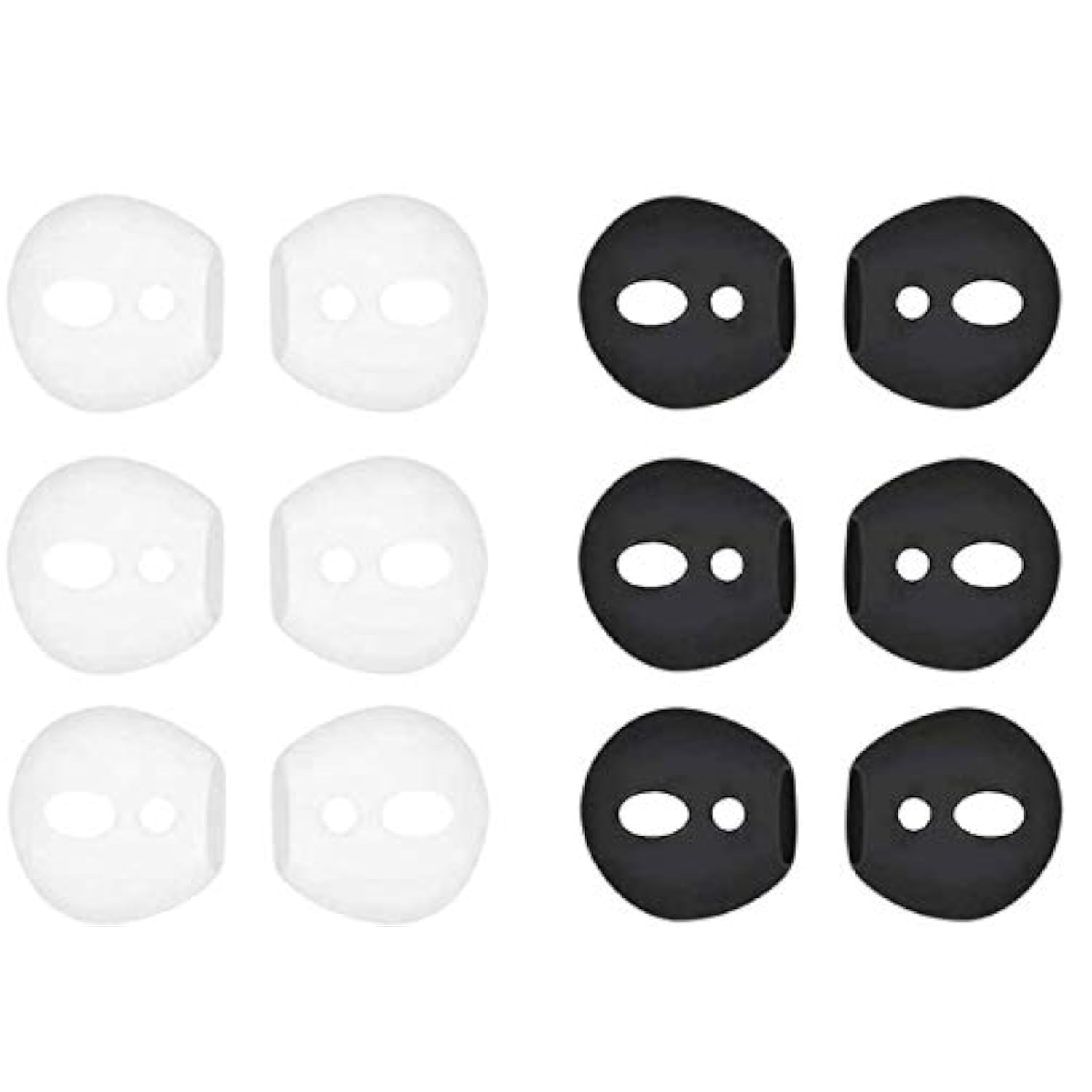 (Fit In Case)Silicone Eartips Skins And Covers Replacement Anti Slip Soft Eartips Compatible With Air Pods 1 & 2 Or Ear Pods Headphones/Earphones/Earbuds, White And Black 6 Pairs Wb6P