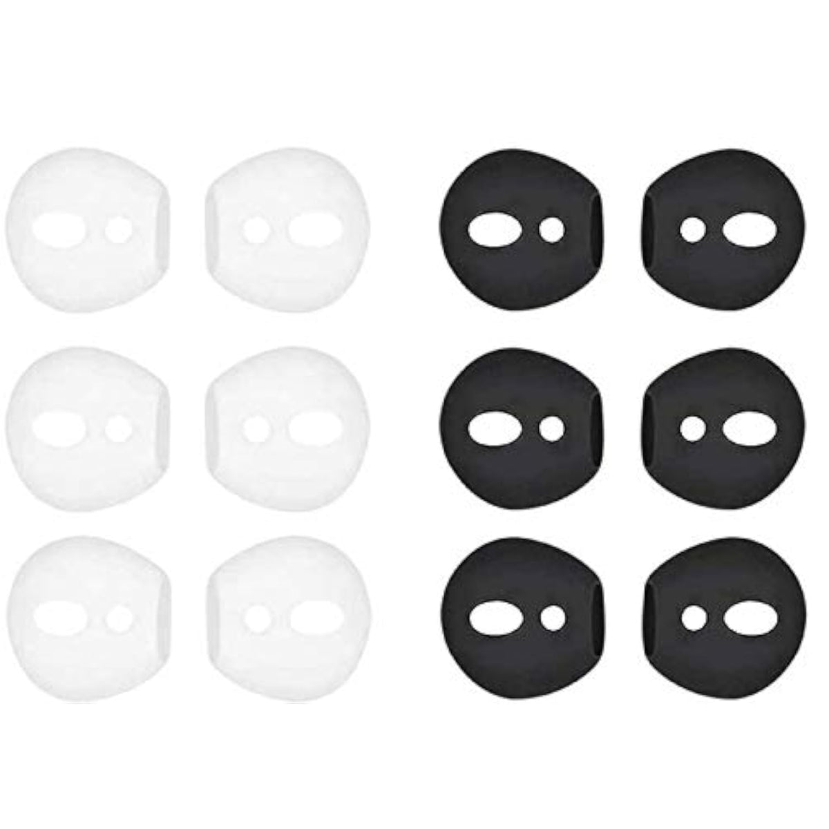 (Fit In Case)Silicone Eartips Skins And Covers Replacement Anti Slip Soft Eartips Compatible With Air Pods 1 & 2 Or Ear Pods Headphones/Earphones/Earbuds, White And Black 6 Pairs Wb6P