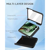 For Motorola Razr Ultra 2025 Case With Invisible Kickstand, Built-In Screen Protector Slim Thin Pu Leather Matte Pc Shockproof 60Ultra Phone Cover For Moto Razr Ultra Case 2025 – Carbon Fiber