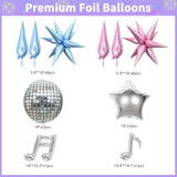 184Pcs Silver Blue Pink Purple Balloon Arch Kit with Banner and Disco Balloons