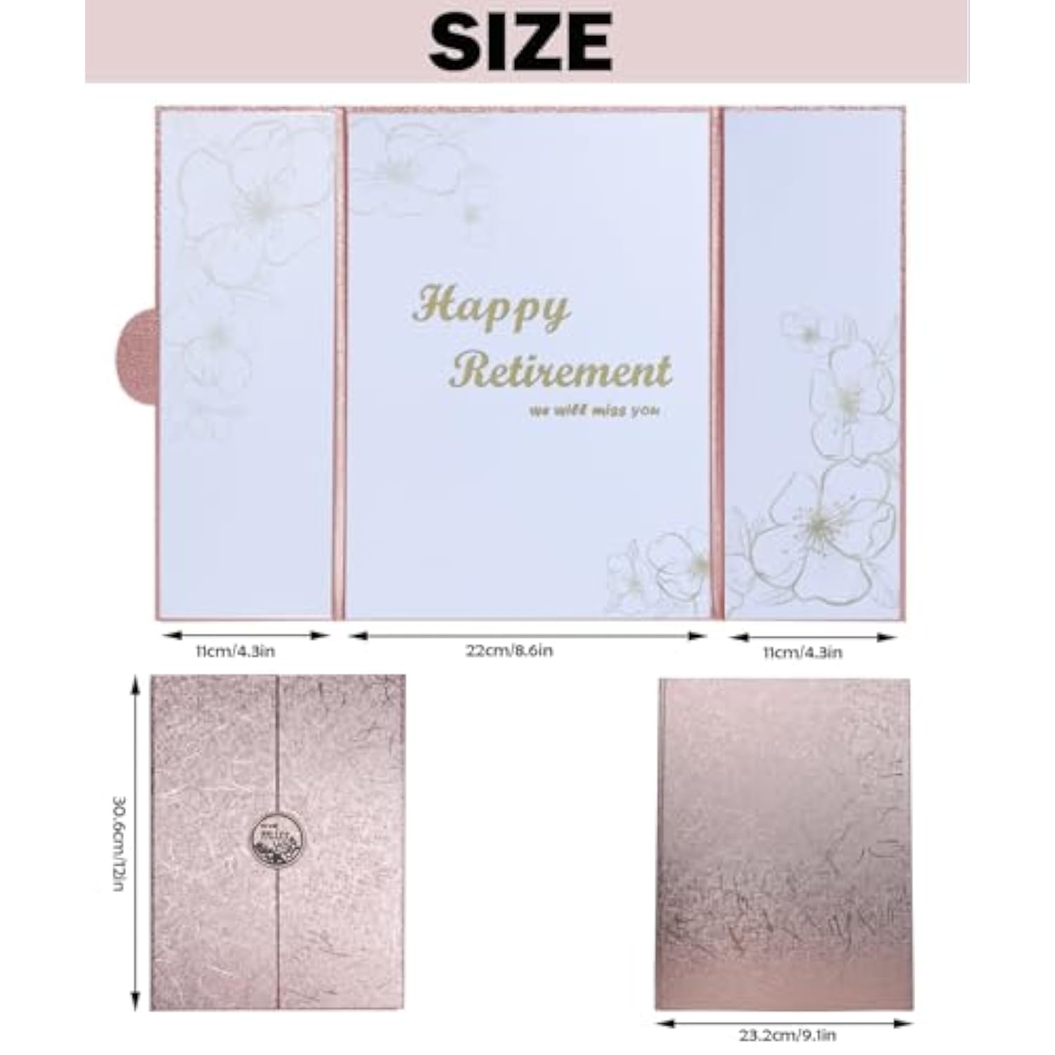 Retirement Party Decorations, Pink Retirement Guest Book Alternative, Large Retirement Card For Woman Man, Happy Retirement Gifts Signature Board Book For Retirement Farewell Party Supplies (Pink)
