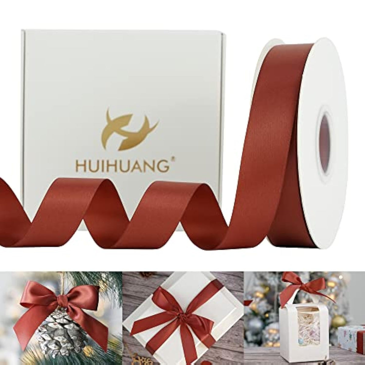 Satin Ribbon 1 Inch Wide Rust Red Ribbon For Fall Wedding 50 Yards Dou