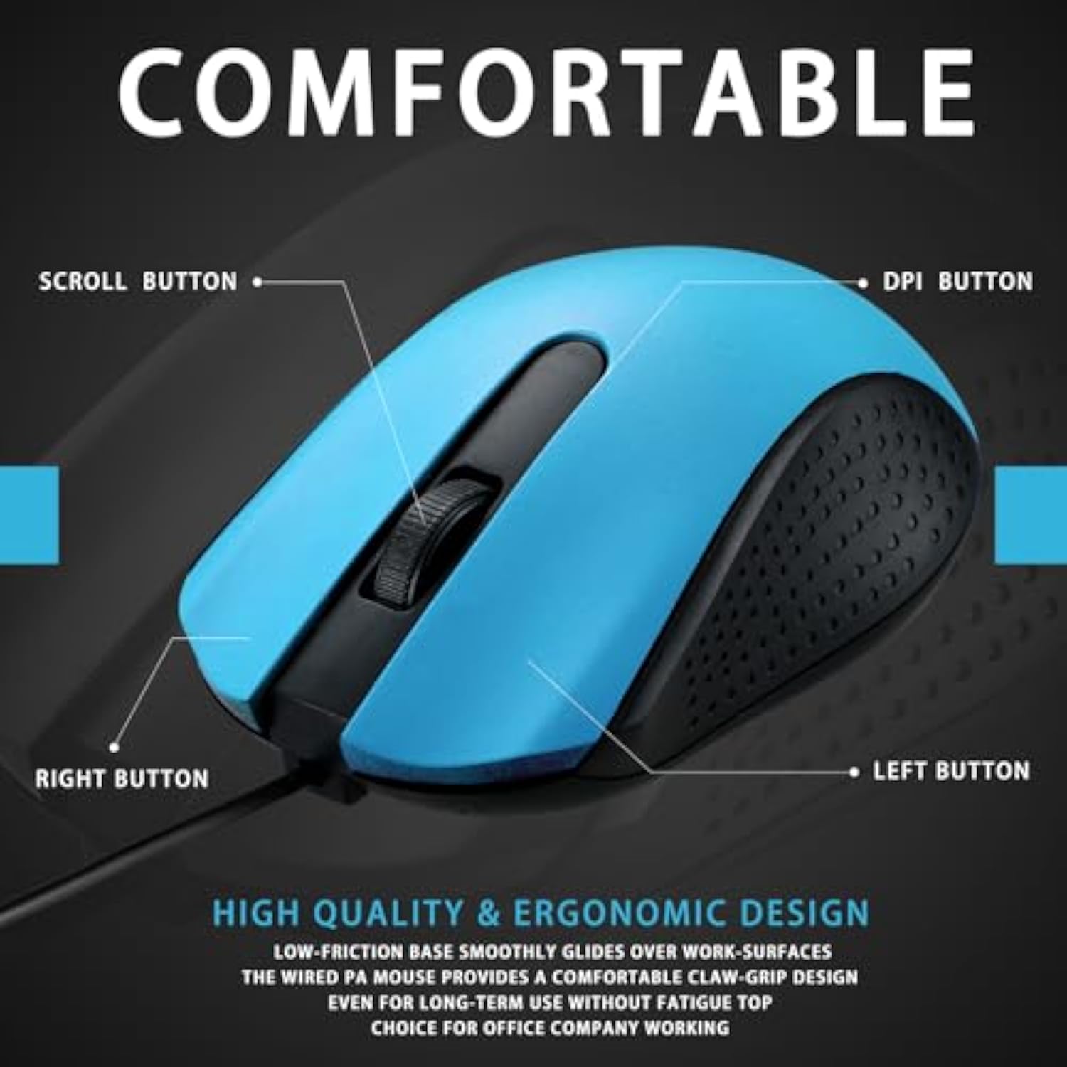 12 Pcs Wired Computer Mouse Bulk Cord Usb Computer Mice Ergonomic Wired Mouse For Pcs, Computers, Laptops, Gaming Office Home Supplies (Light Blue)