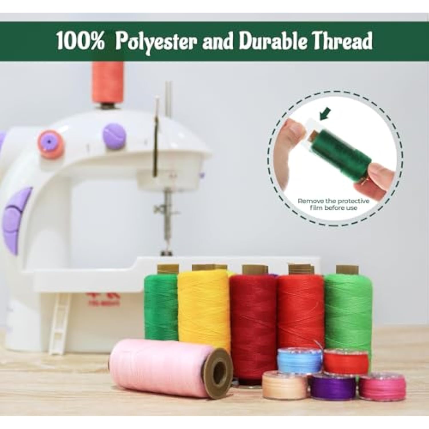 50 Pcs Prewound Bobbins Sewing Thread Kit, 400 Yards Each, 25 Assorted Colors